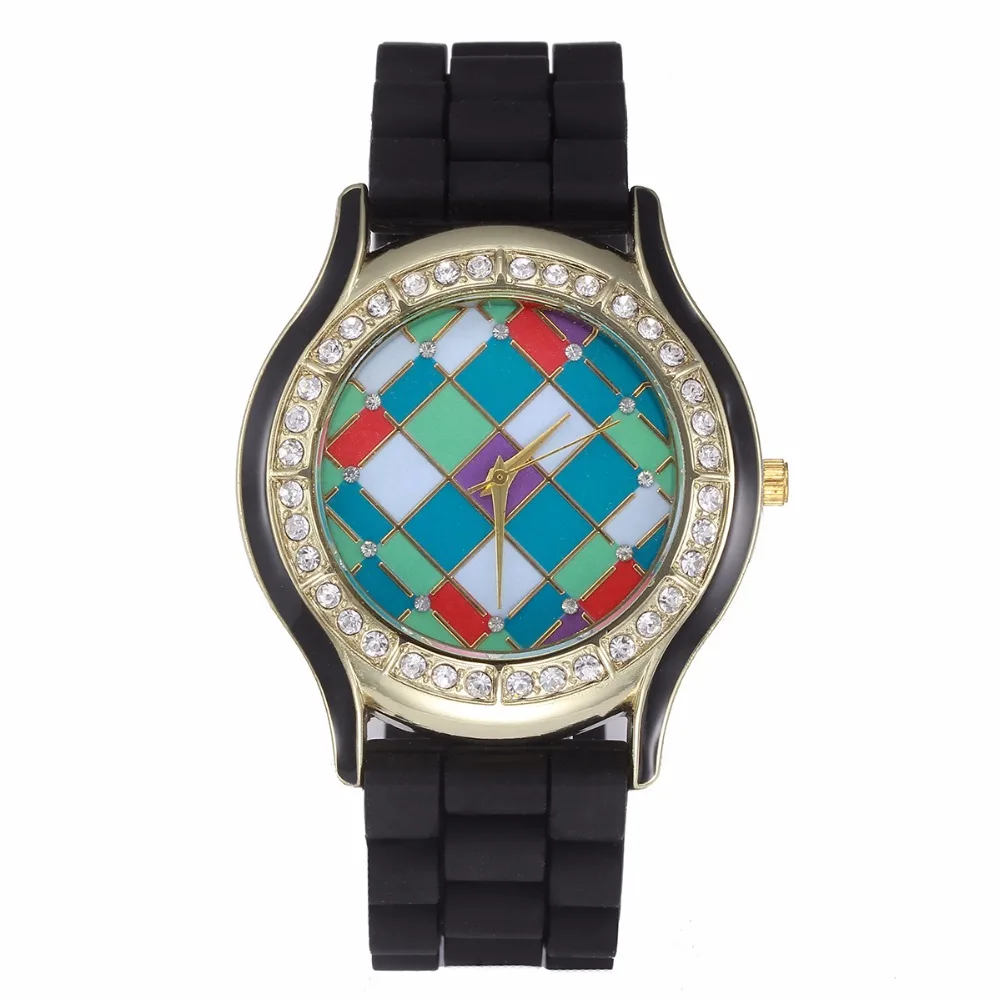 Модные женские кварцевые часы конфетных цветов со стразами повседневные