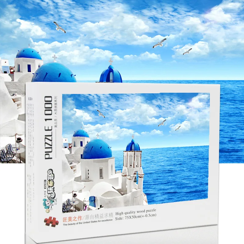 

Puzzle For Adults 1000 pieces Jigsaw Puzzle Partition Version Aegean Sea Pattern Educational Toy Assembling Decoration Xmas Gift