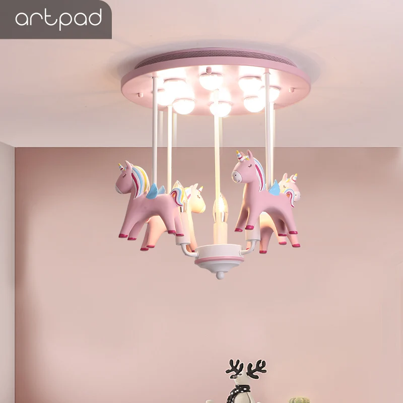 Artpad розовый современный светодиодный люстра лампа для детской комнаты Спальня
