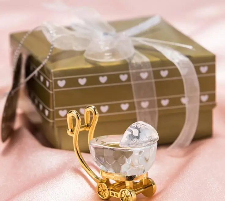 100 pcs Keuze Crystal Goud en Clear Kinderwagen Golden Thema Bruiloft Baby Party Souvenir &amp Gift | Дом и сад