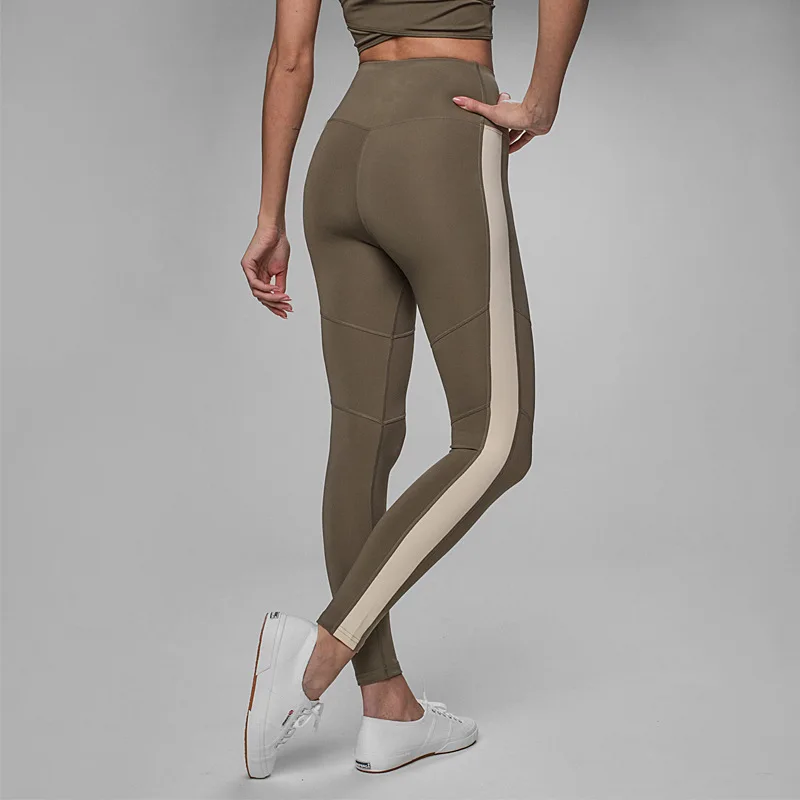 Activewear с высокой талией для фитнеса женские лекинсы штаны модный пэчворк в