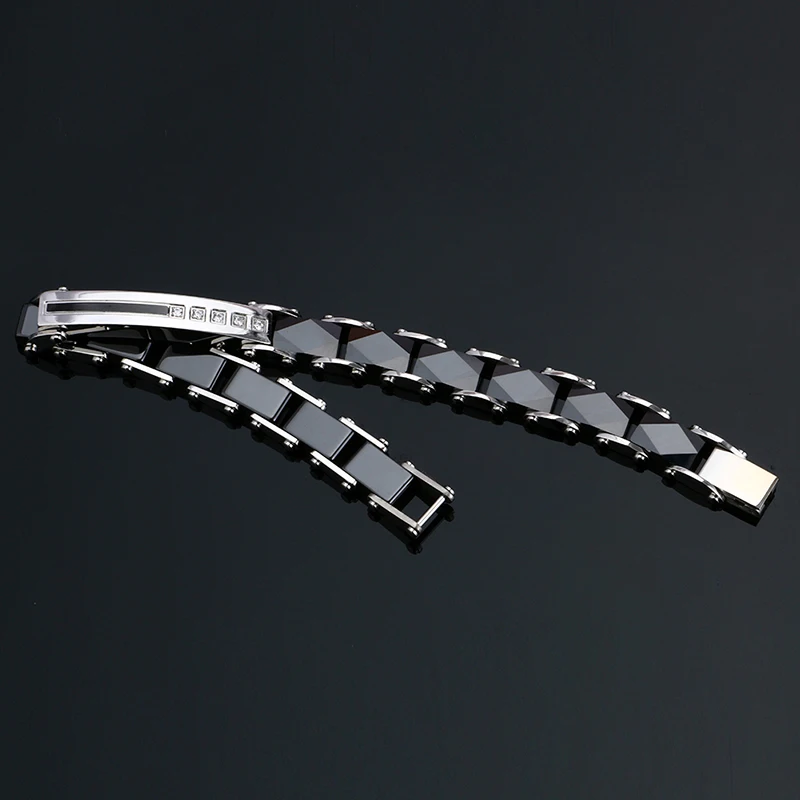 Браслет женский керамический из нержавеющей стали шириной 8 мм с кристаллами|crystal