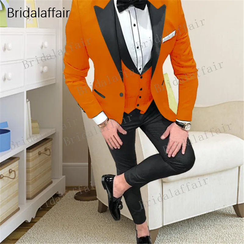 Bridalaffair мужской свадебный или Выпускной костюм оранжевый красный зауженный