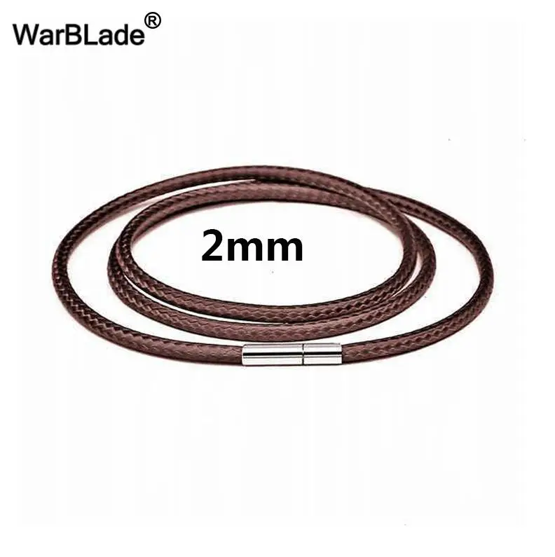 Brown 2mm 1 мм-3 мм черный кожаный шнурок для подвески вощеный шнур с вращающаяся Пряжка из нержавеющей стали для DIY ожерелья ювелирных изделий 3 шт - Цвет: Brown 2mm