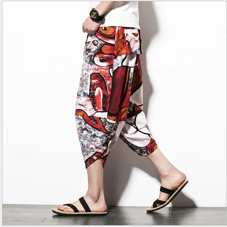 Шорты мужские для пляжа и отдыха стильные льняные штаны с принтом s повседневная