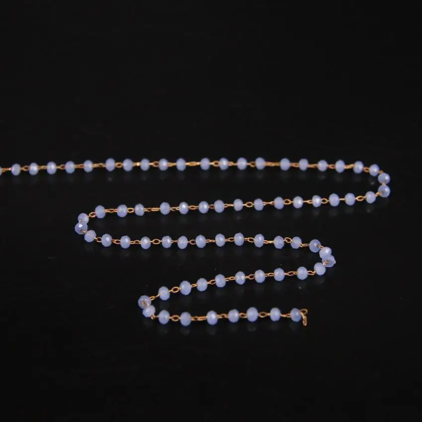 

2x3mm,Light Purple Crystal Glass Faceted Rondelle Beaded Chain,Brass Wire Wrapped Rosary Style Chain,Necklace Crafts