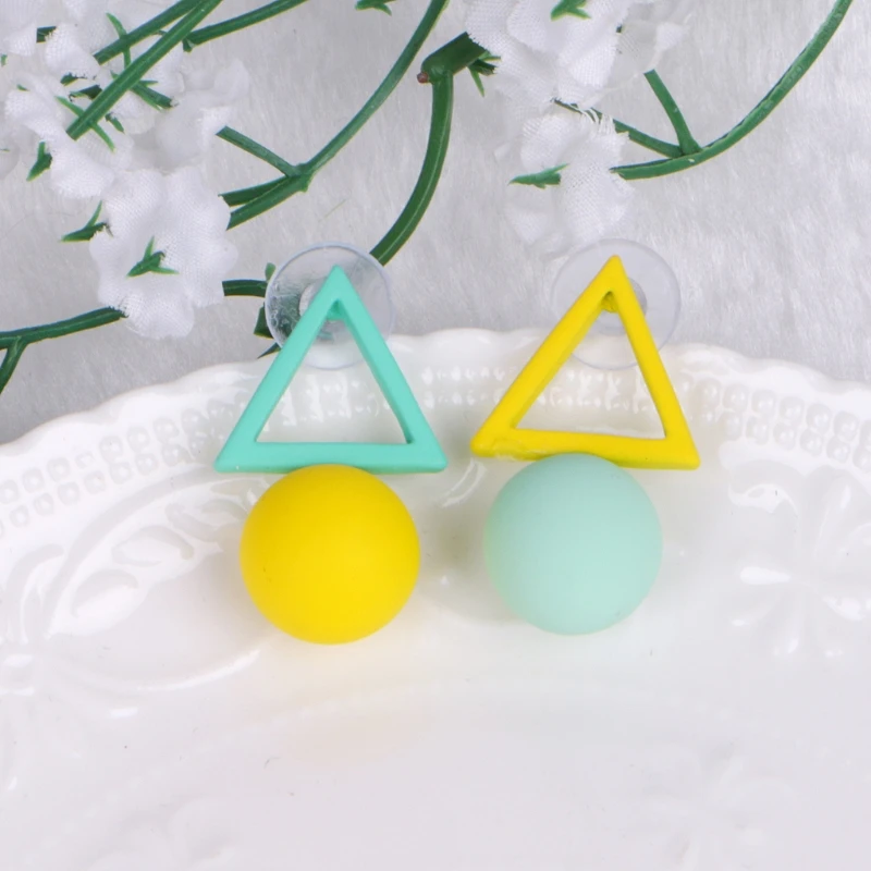 

Fashion Jewelry Big Long Acrylic Black White Triangle Studs Earrings For Women