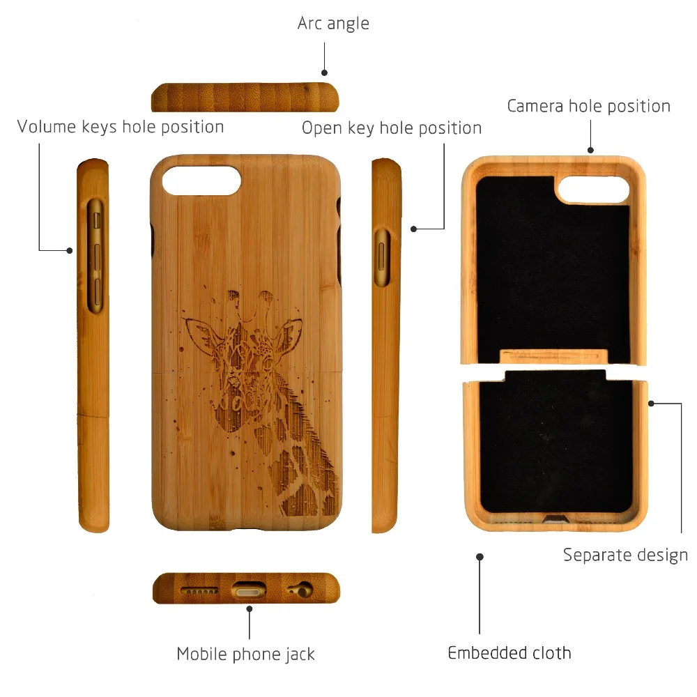 Твердый деревянный бамбуковый корпус для iphone 6 6s 6plus 7 8 plus XR индивидуальный дизайн имени и узора для samsung S 7 edge S 8 9