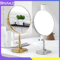 makeup mirror stainless steel double side cosmetic mirror magnification desktop rotating standing dressing table mirror vanity
