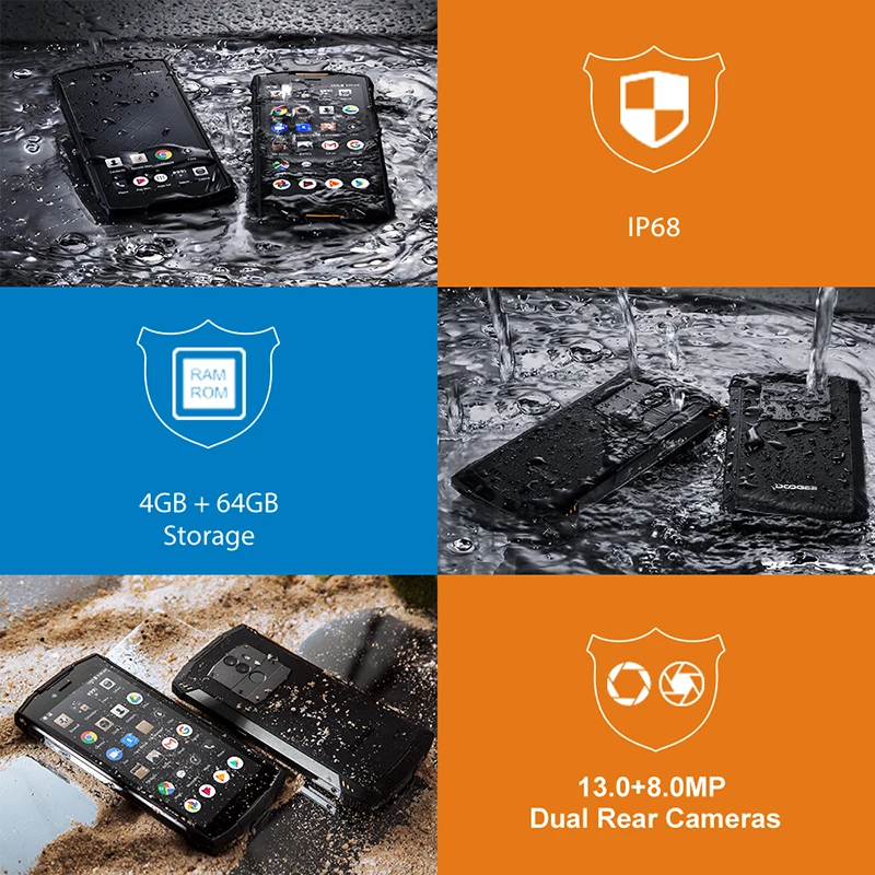 DOOGEE S55 5 &quotHD + водонепроницаемый смартфон с IP68 Android 8 0 mtk6750t восемь ядер 13MP 8MP 5500 mAh 4 GB