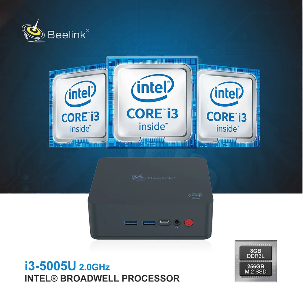 Beelink U55 Мини ПК в i3 5005U двухъядерный 8 Гб 256 ГБ 512 HD Graphic 5500 Win10 2 4G 5 8G WIFI MINI PC BT4.0|Мини ПК|