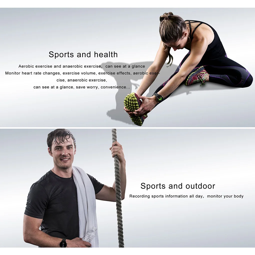 

1.3" Touch Screen Heart Rate Blood Pressure Oxygen Smart Round Dial Wristwatch Bracelet Fitness Wristband