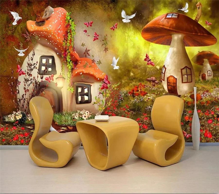Пользовательские обои 3d сказочный мир гриб для детской комнаты обои|wall paper|wall paper
