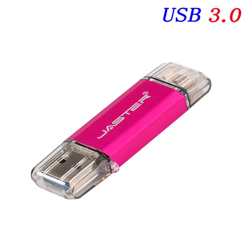 Pink JASTER Горячее предложение тип C 3,1 Порт OTG USB 3,0 флэш-накопитель для Sumsung S8 Plus type C телефонов.(более 20 шт., бесплатный логотип - Цвет: Pink