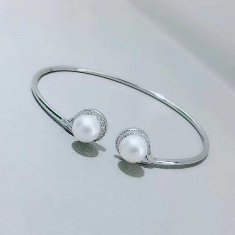 

925 Sterling Silver Pearl Bracelet Mountings Fashion ADJUSTABLE Bangle Findings Jewelry Parts Fittings Accessories