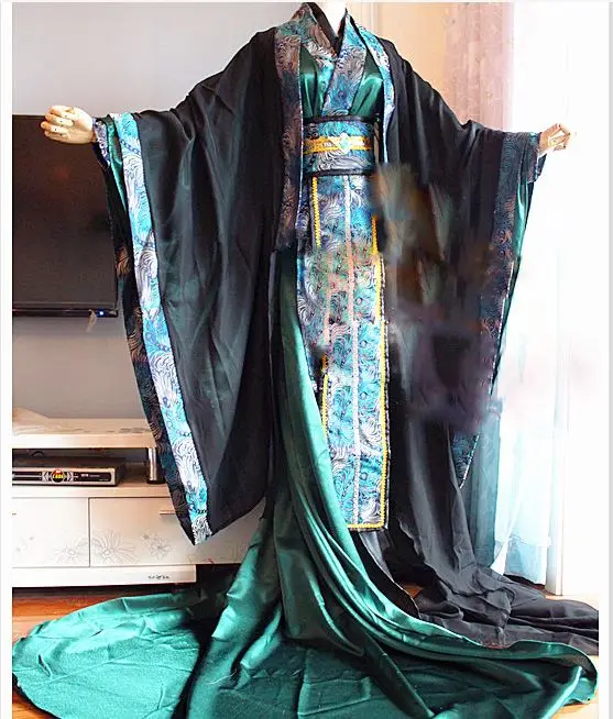 SinGyoku Guardian BL Novel KunLun Бог Павлин зеленый мужской костюм Hanfu длинный хвост Cos Qi Rong Аниме Небесный официальный благословение
