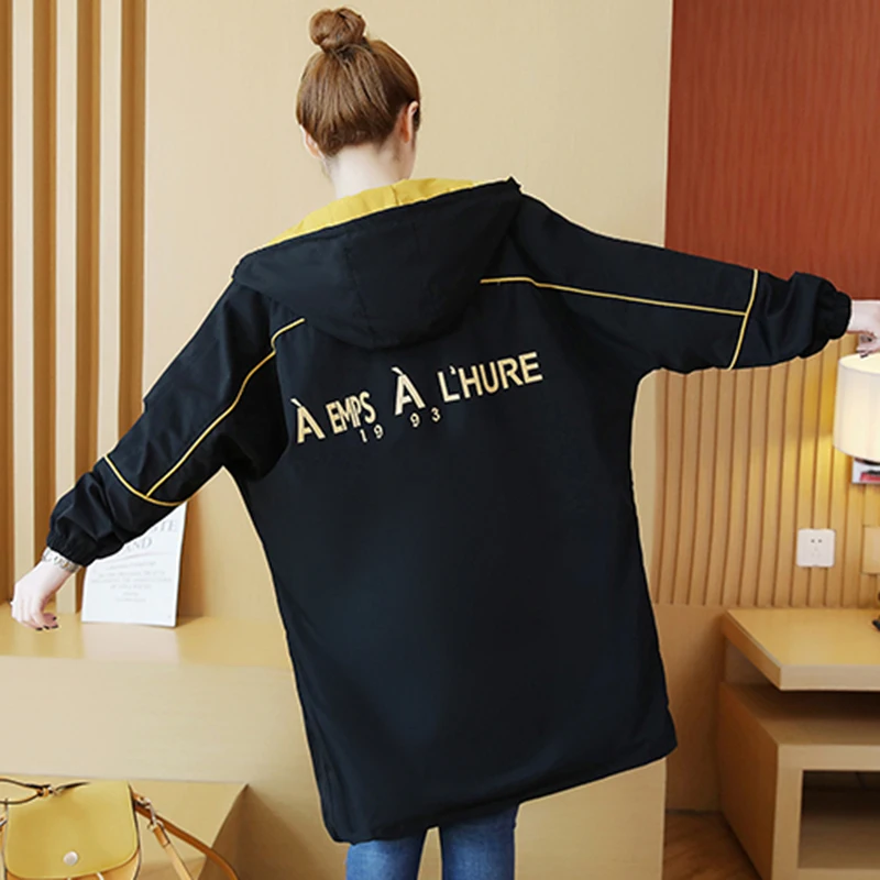 

Mid-long Stylish Casual Jacket in a Loose Baseball Uniform with Monogram Print and Hoodie in Fall 2019