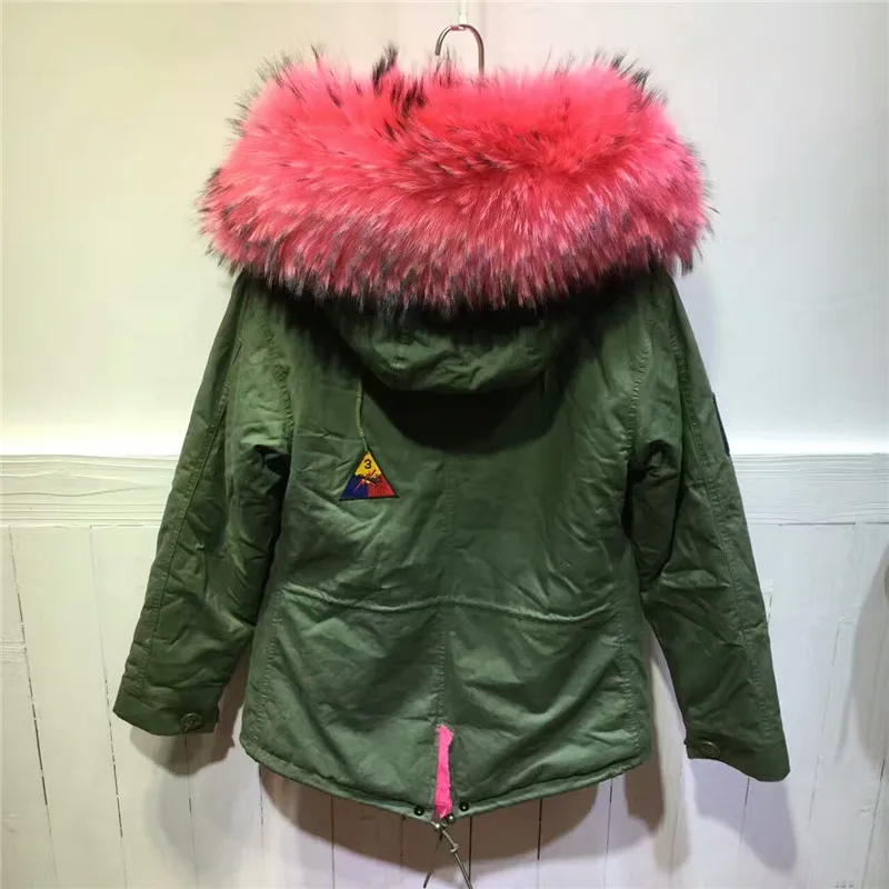 Новый стиль пальто с цветочным узором армейский зеленый мех зимняя куртка