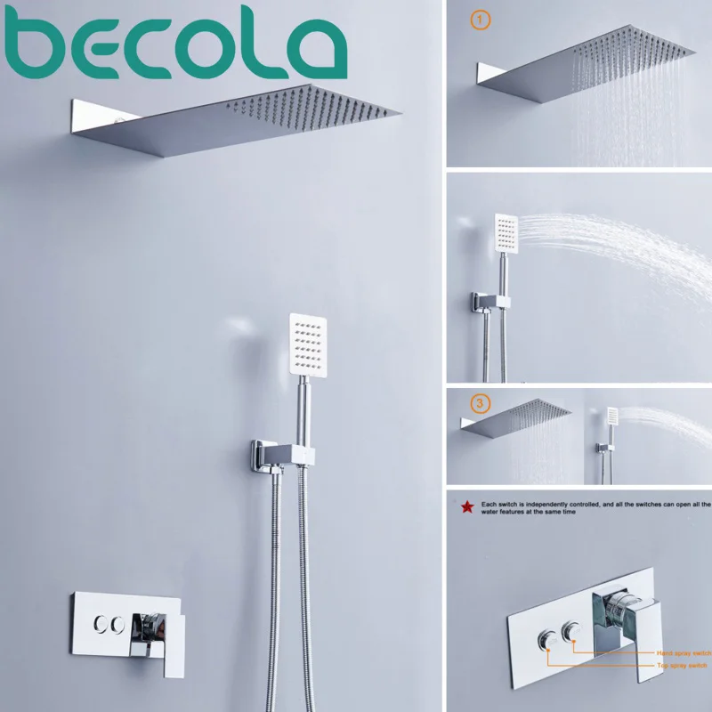 Новый дизайн скрытый дождевой Душ becola настенный хромированный роскошный