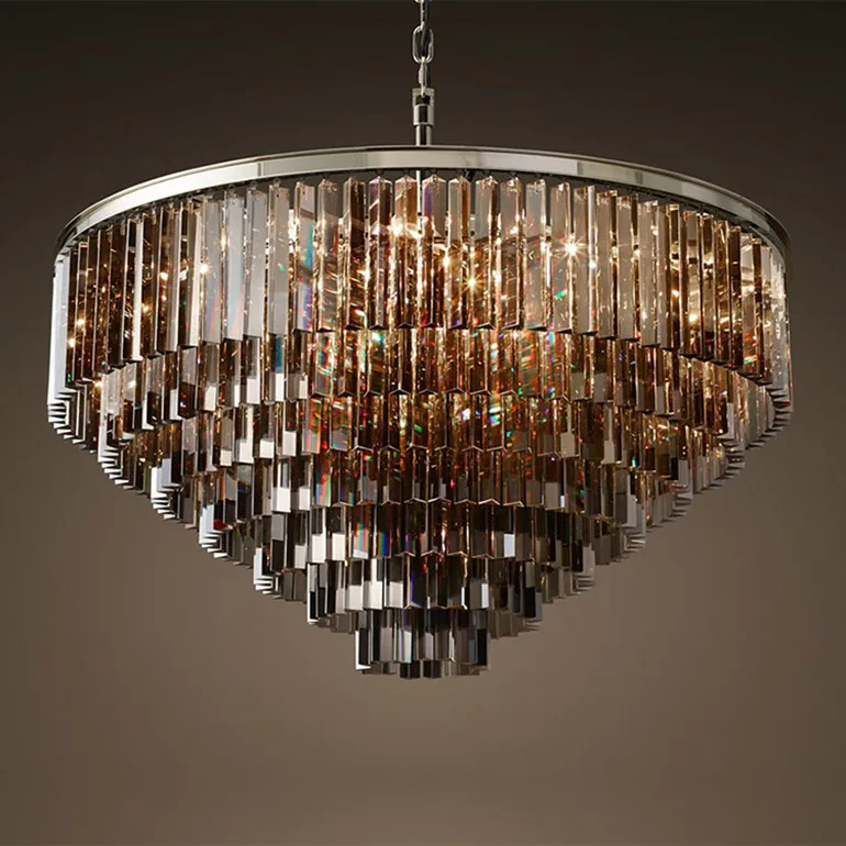 Роскошная американская Хрустальная ретро большая Подвесная лампа E14