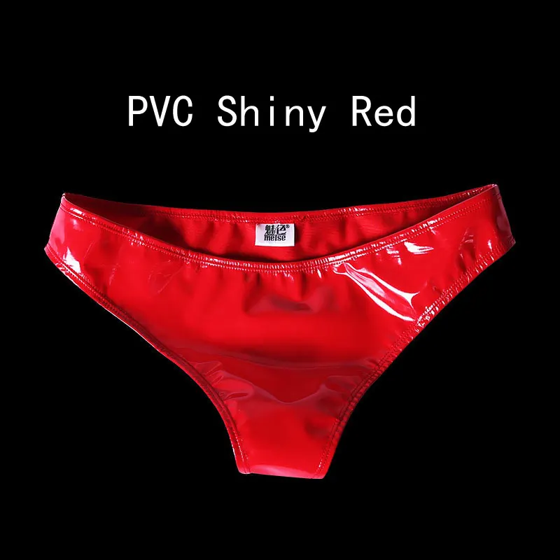PVC Shiny Red Размера плюс латекс блестящие с низкой посадкой трусики-стринги сексуальные стринги микро стринги Трусы-стринги Эротическое белье гладкой стринги одежда для сцены - Цвет: PVC Shiny Red