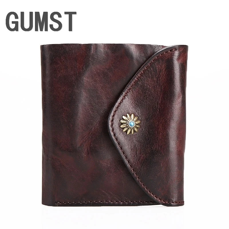Кошелек GUMST мужской из натуральной кожи брендовые Короткие Бумажники кредитница