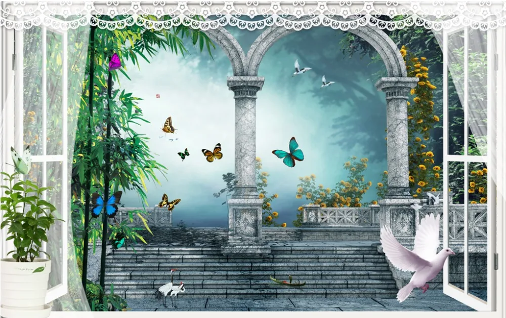 Занавеска на окно бабочка пейзаж Гостиная занавески простые пейзажи красивые