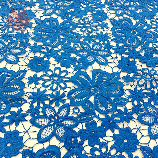 Новинка 2015 off white/синий молока волокна ткани кружево с цветочной вышивкой гипюр
