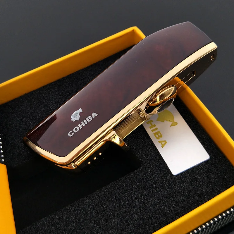 COHIBA Металл 3 струя пламени Зажигалка сигарета легче, чем газ-бутан зажигалка, с сигары Дырокол