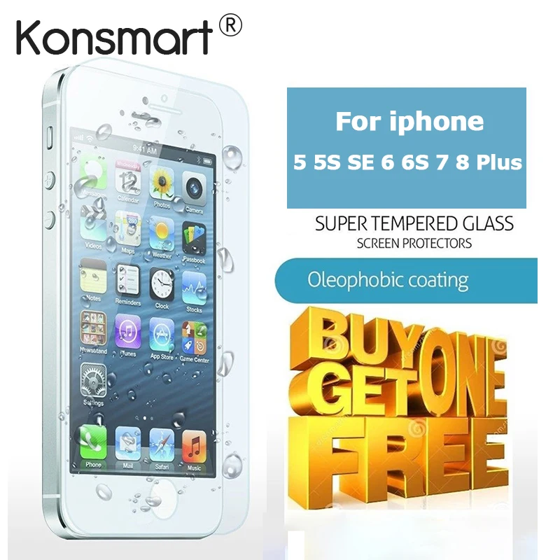 Защитное стекло KONSMART для iPhone 5S 5 SE 6S 6 7 8 Plus закаленное Apple Защитная пленка экрана