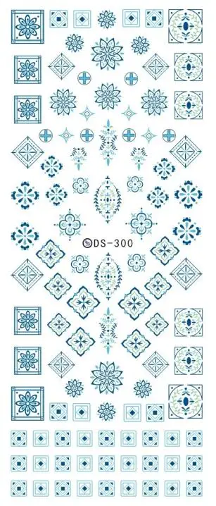 DS300 1 шт цветной цветок растение сердце бант переводная наклейка для маникюра наклейки для ногтей DIY DS-293-DS-306 для ногтей - Цвет: DS300