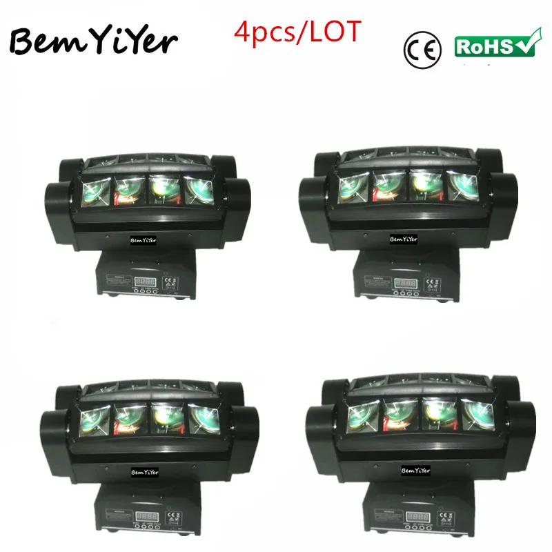 4 шт./лот 8x10 w led мини-Паук бар Луч переезд головного света/Quad-RGBW/DJ/эффект