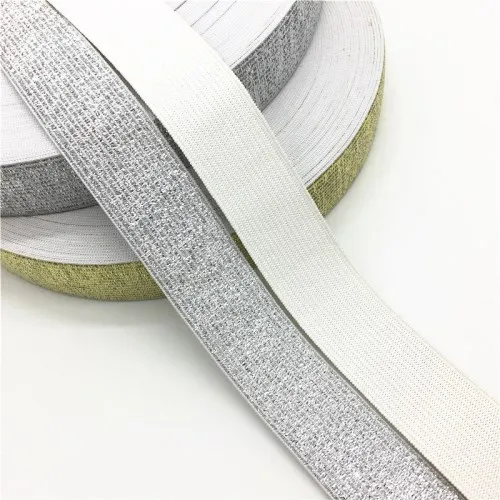 40mm Silver Золотые, серебряные нейлоновые эластичные банданы высокого качества 25 мм 40 мм ширина эластичная лента для одежды брюки аксессуары для шитья 1 метр - Цвет: 40mm Silver
