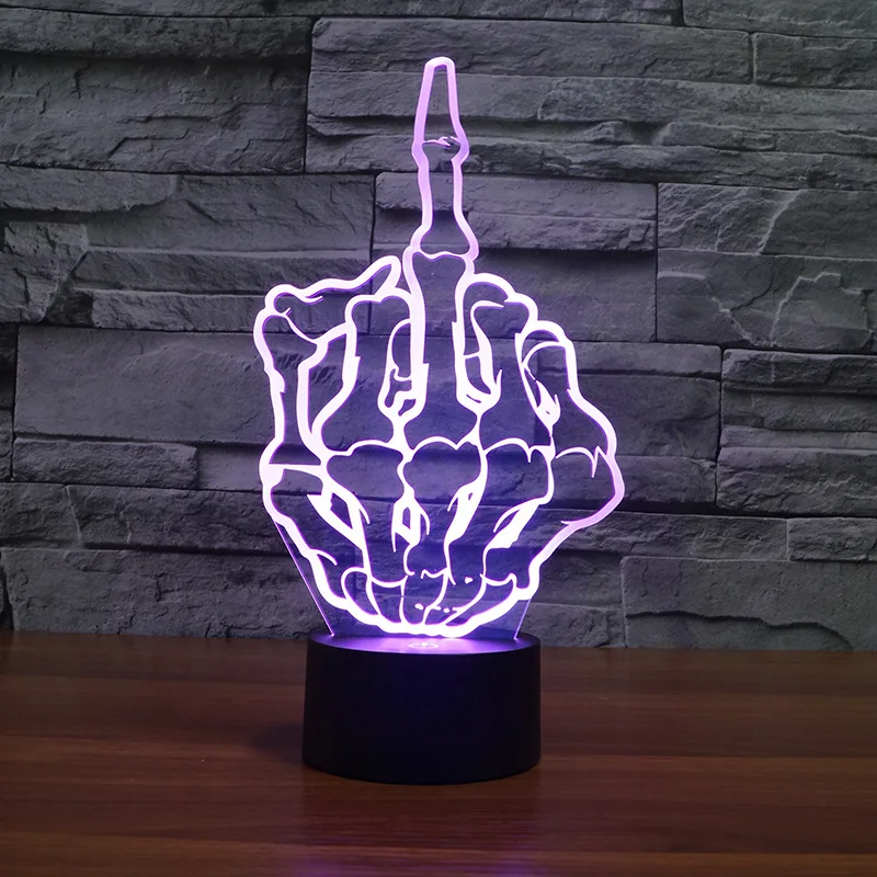 Новый Стиль Прохладный средний палец красочные 3d лампа Usb новизна