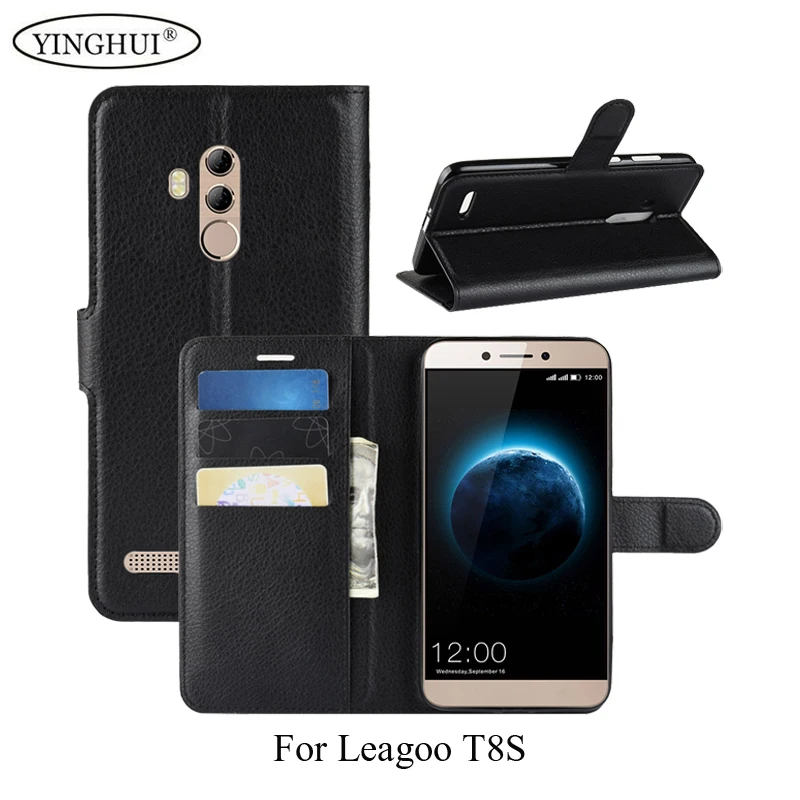 Для Leagoo T8S чехол Высокое качество Флип кожаный чехол s для Leagoo T8S с функцией подставки и держатель для карт