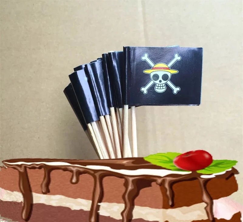 

Mini Pirate Skull Flag Paper Food Picks Dinner Cake Toothpicks Cupcake Decoration Fruit Cocktail Sticks Advertising flag