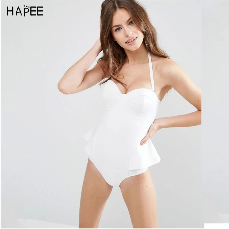 2017 черный Белый Цвет Холтер баски строка Одна деталь Плавание костюм Push Up одежда