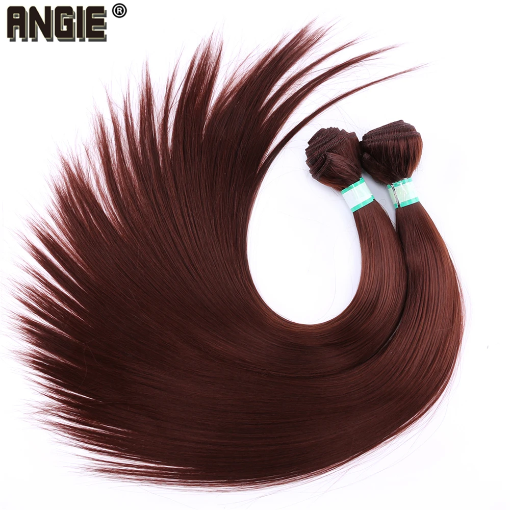 Angie, 14-30 дюймов, 200 г/лот, шелковистые прямые волосы, пряди, натуральные черные высокотемпературные синтетические волосы для наращивания для женщин