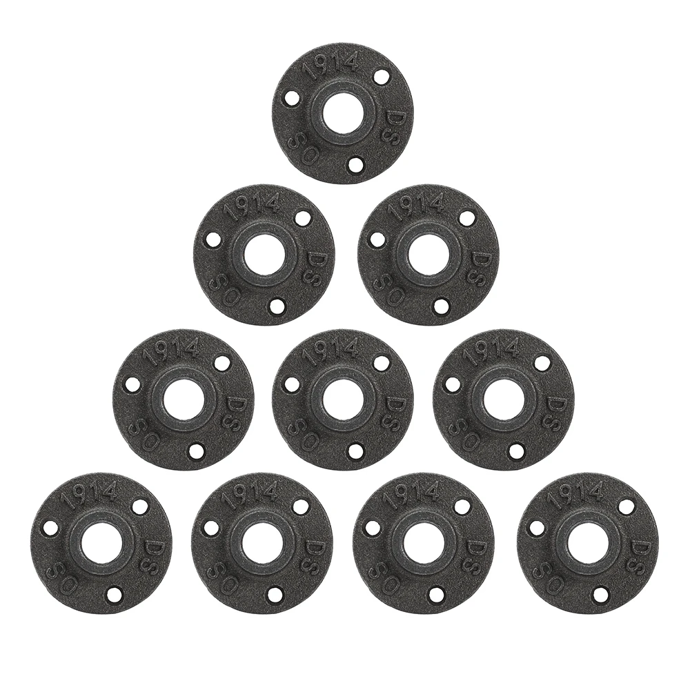 Three Holes 10 шт. 1/2 3/4 дюйма черный декоративный ковкий Железный пол/настенный фланец ковкий чугунные трубы фитинги BSP резьбовое отверстие - Цвет: Three Holes