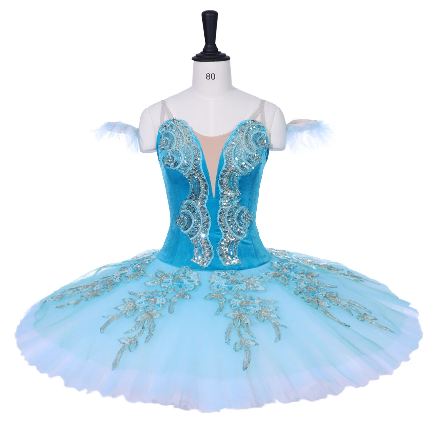 

FLTOTURE Girls Blue Color Tutus Ballet Pancake Skirts CT9153B 10 Layers Tulles Size Adjustbale Sleeping Beauty Costumes Tutu