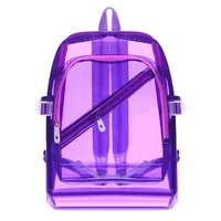 unisex womenmen pvc clear waterproof backpacks teen hologram shoulder schoolbags girls solid bright transparent backpack