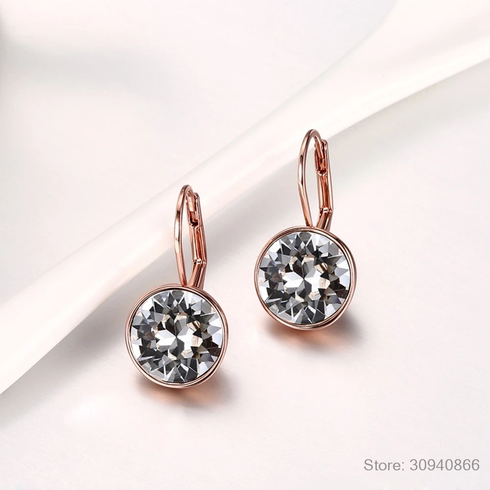 Серебряные Белла серьги гвоздики для женщин белый кристалл от Swarovski модные серьги Свадебные офисные ювелирные изделия подарок