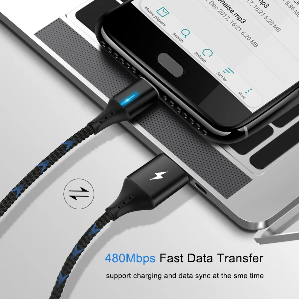 A.S двусторонний Micro USB кабель Магнитный для передачи данных iPhone Samsung S10 Тип C