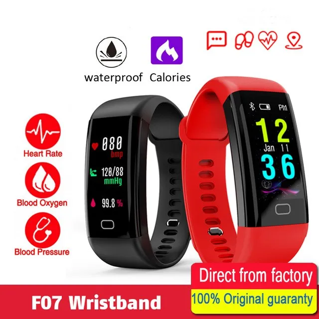 F07 Smart Band Color Screen IP68 Waterproof Heart Rate Fitness Bracelet Blood Pressure Oxygen Monitor Smart-band | Электроника