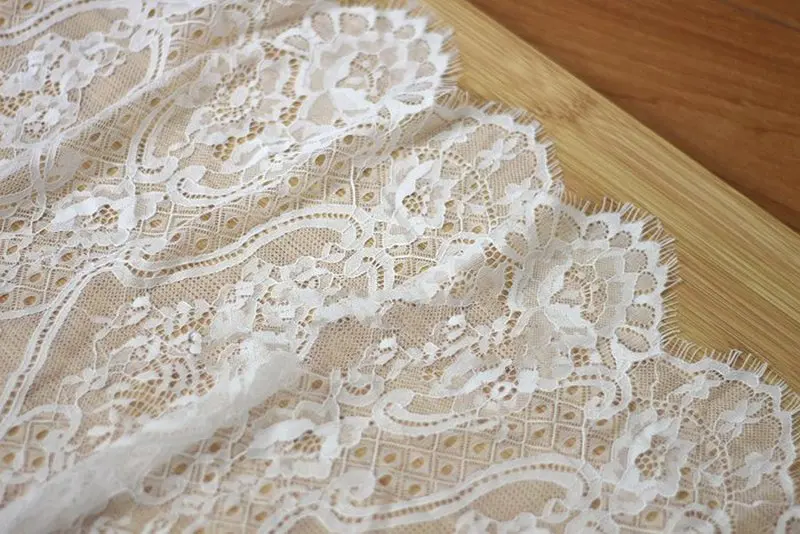 GLace 3M/Lot black and white European style eyelash lace fabric DIY wedding dress curtain table cloth TX580 | Дом и сад