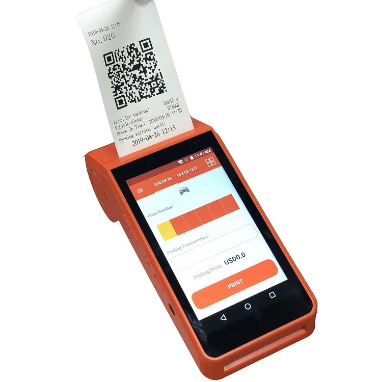 13% Скидка Портативный 4g Android POS чековый принтер с 1D/2D сканированием для парковки