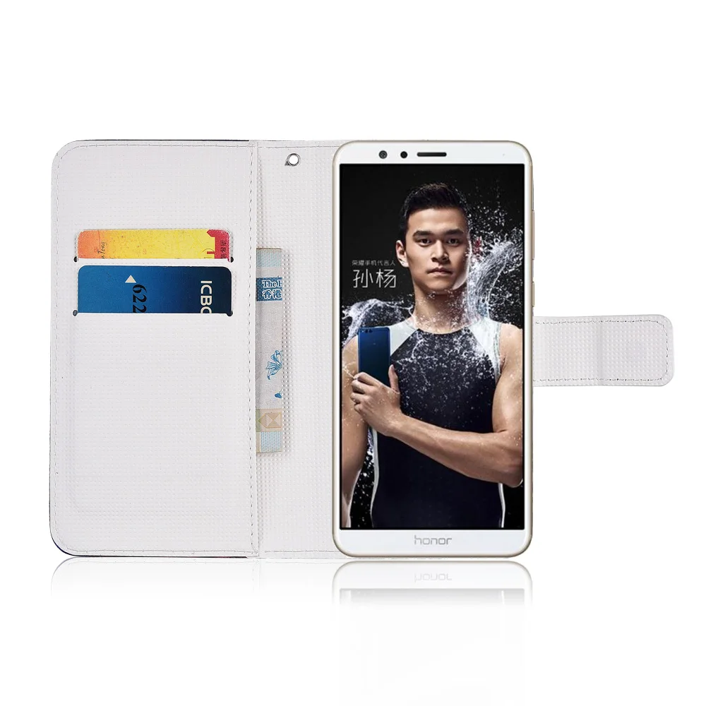 Для huawei Honor 7X Дело ТПУ бумажник с изображением персонажей из мультфильма из искусственной кожи случае прекрасный прохладный Мягкая обложка