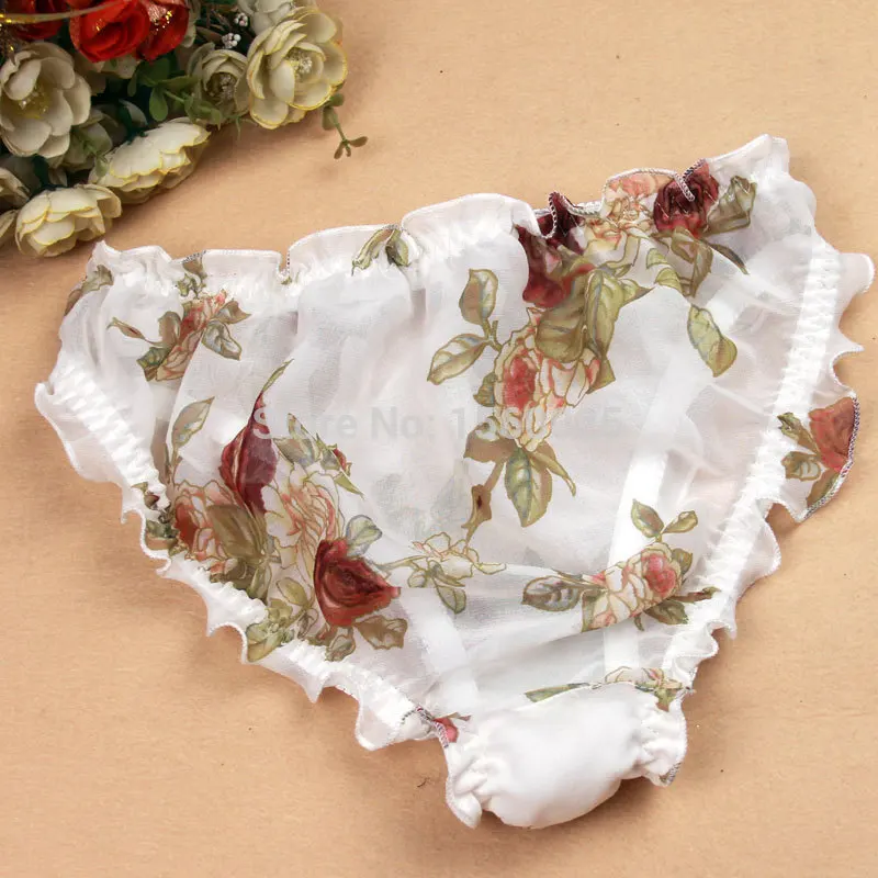 Женские цветочные трусики из натурального шелка шелковые 100% тутового шелкопряда