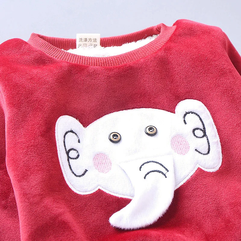 Newborn baby boys clothing sets autumn winter toddler cartoon thick velvet vest+tops+pants 3pcs tracksuits for bebe girls infant