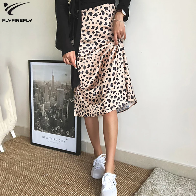 2019 Kawaii Boho Сексуальная леопардовая Печать Высокая талия винтажная юбка корейский